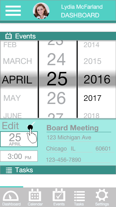 Dashboard Calendar Prototype.