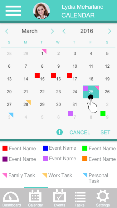Dashboard Calendar Prototype.