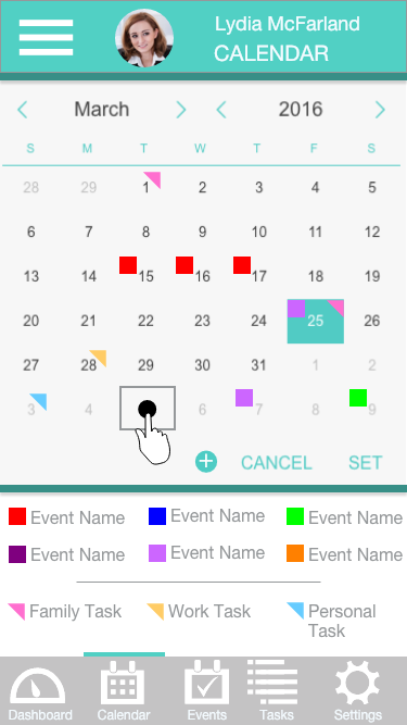 Dashboard Calendar Prototype.