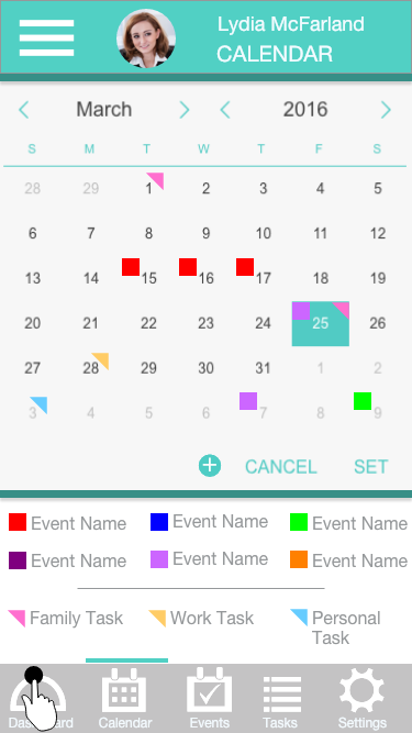 Dashboard Calendar Prototype.