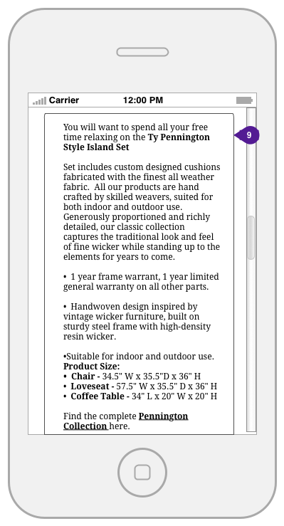 Annotation mobile wireframe.